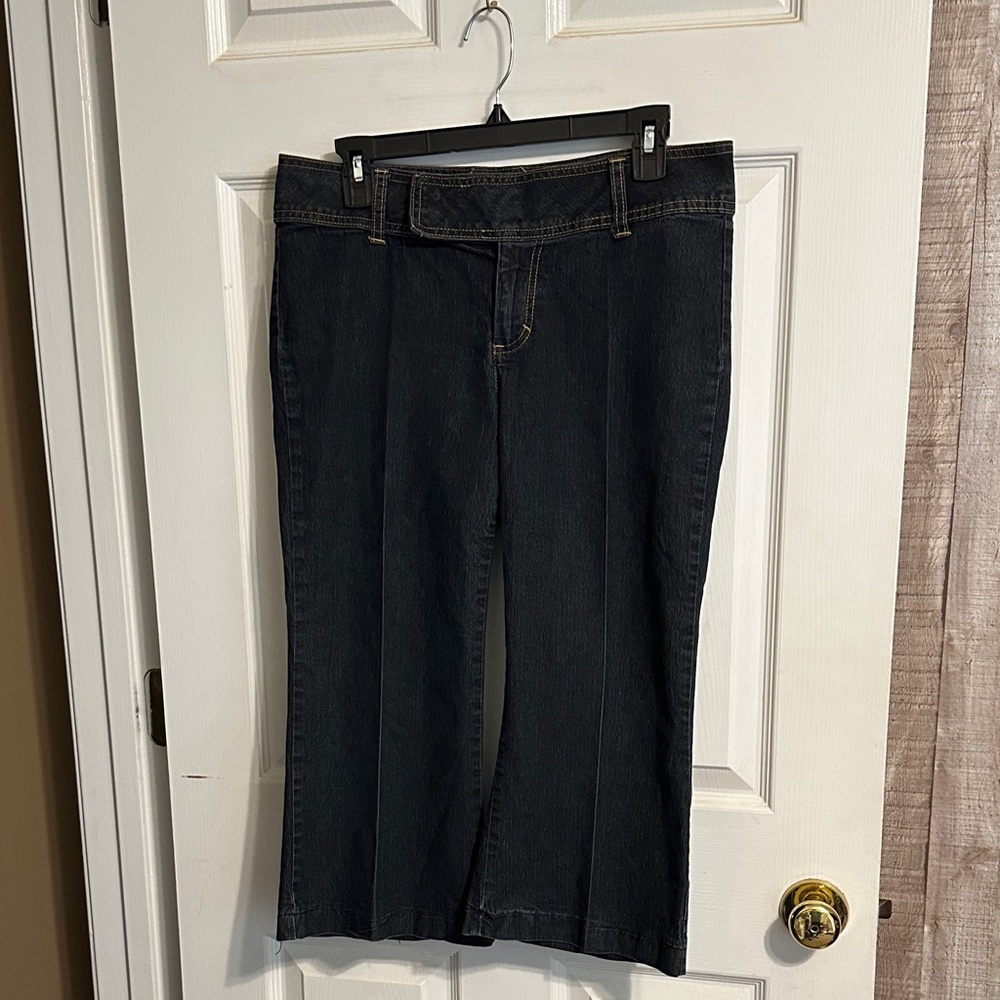 Bisou Bisou Dark Wash Cropped Wide-Leg Jeans
